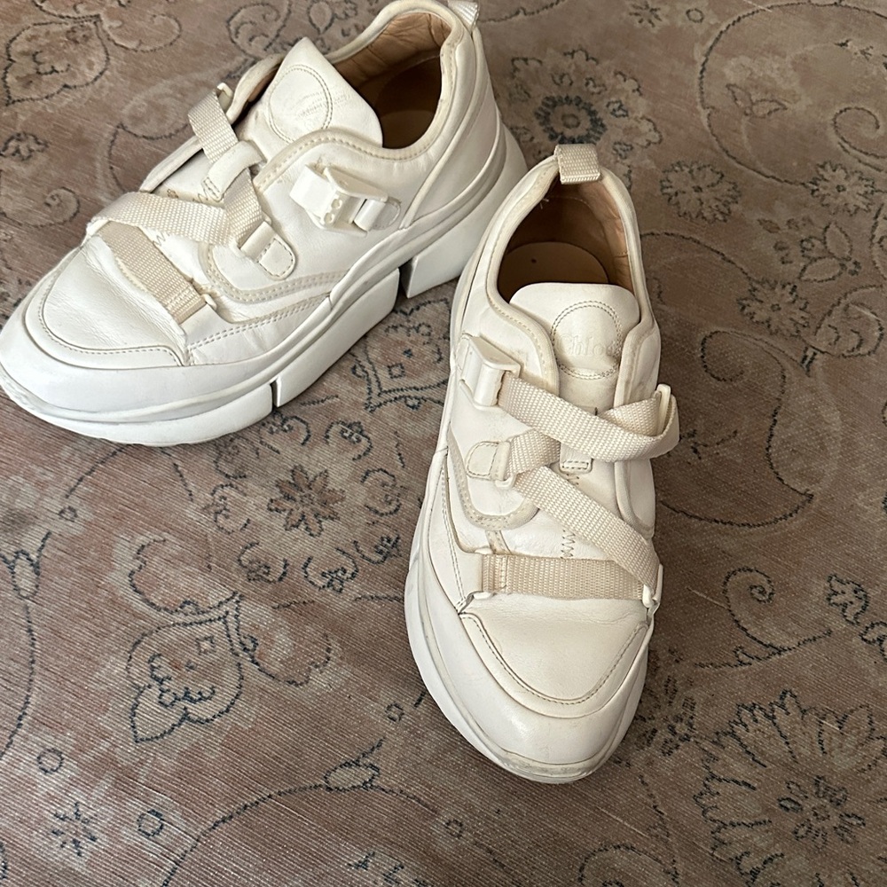 Chloe Cream Strap Sneakers